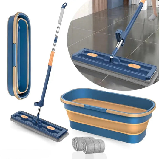 Mop and Bucket Set | Hands-Free Wringing | Deep Cleaning | Plastic